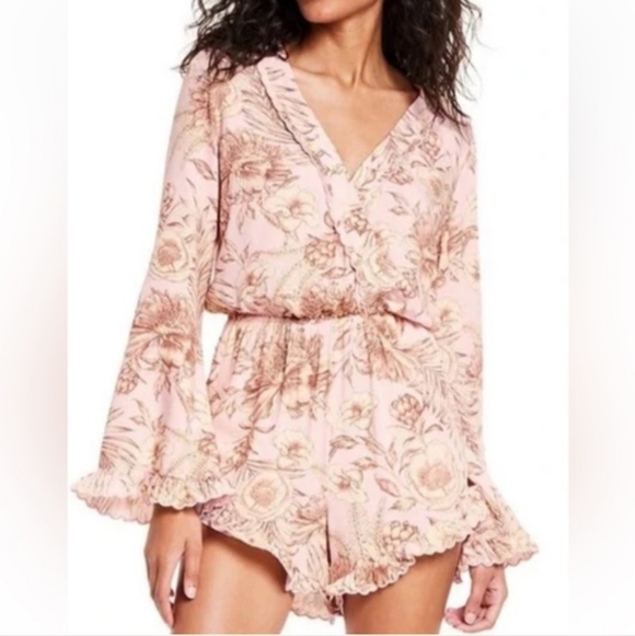 Agua Bendita Pants - Agua Bendita By Target Women's Romantic Floral Print Bell Sleeve Romper SZ Small